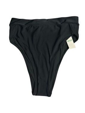 AERIE High Cut Cheeky Bikini Bottoms Sz S True Black Sheer Proof Swimwear Beach